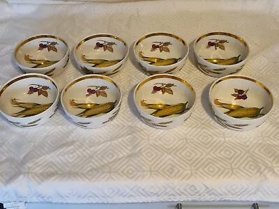 Buy Set Of 8 Royal  Worcester Evesham Gold Small Serving Bowls Approx 13 Cms Dia. • 29.99£