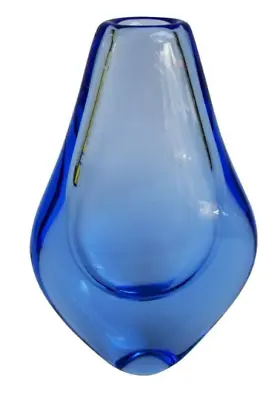 Buy Modern Blue Sommerso Vase Swedish Scandinavian Glass Hand Blown Mid Century • 118.25£