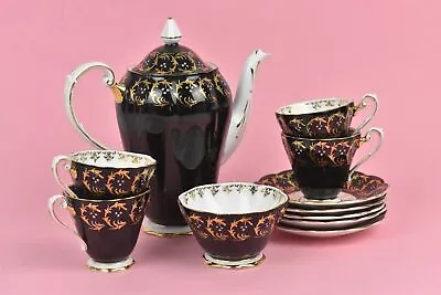 Buy Royal Standard Bone China Black & Gilded Pattern 11 Piece Tea Set Vintage • 29.99£
