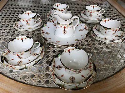 Buy Vintage Sutherland Bone China Tea Set 21 Pieces White,Black & Orange 960 Design • 34.50£