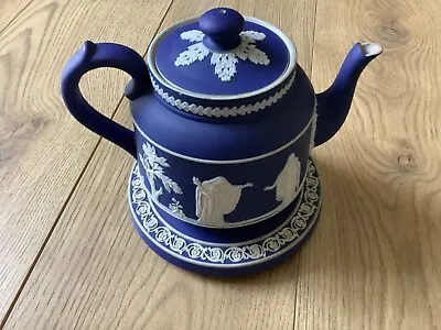 Buy Vintage Adams Tunstall Cobalt Blue Jasperware Teapot With Stand • 39£