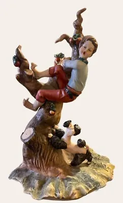 Buy Capodimonte Boy On The Tree Chased By Dog, W. Cabrelli, Limited Edition • 210.99£