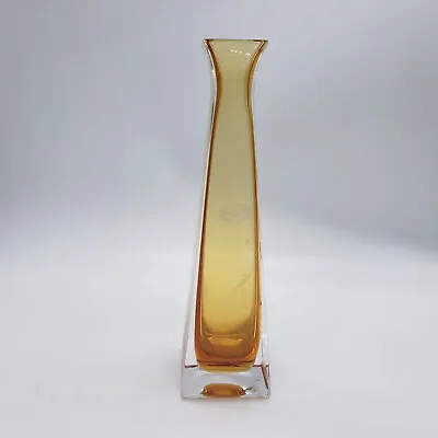 Buy Vintage Amber Sommerso Square Bud Vase ~ Royal Gallery ~ Italy ~ 10  T • 26.84£