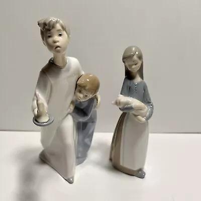 Buy Lladro 1011 Girl Holding Pig & Boy And Girl With Candle • 19.99£