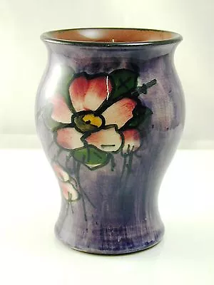 Buy Torquay Ware Vase Flower Design On Purple Background 11cm Tall • 15£