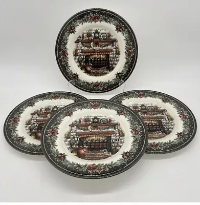 Buy New Royal Stafford Christmas Eve 4 Salad  Plates 8 1/2” Fireplace Victorian • 56.91£