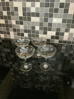 Buy Vintage Martini/Champagne Glasses X4 With Strawberry Design  • 10£