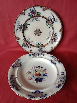 Buy Two 19th Century Pottery Plates Decorated In Floral Patterns • 17.95£