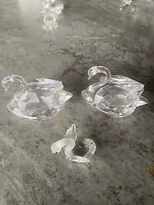 Buy Bundle Of Three 2x Swarovski Crystal Swan Ornaments Larger And One Smaller • 70£