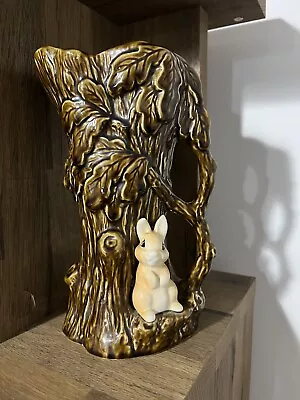 Buy Sylvac Vintage 4242 Bunny Rabbit By Oak Tree Trunk Vase 9  Easter Decor Vgc • 2.99£