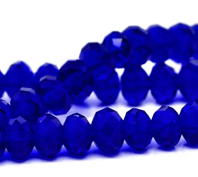 Buy STRAND (100) COBALT BLUE CRYSTAL FACETED RONDELLE BEADS~6mm~Bracelets~Cord () • 2.80£