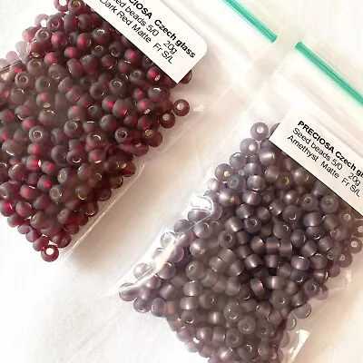 Buy Preciosa Czech Glass Seed Bead 5/0 Dark Red  And Amethyst Matt Silver Lined 40g • 3.50£