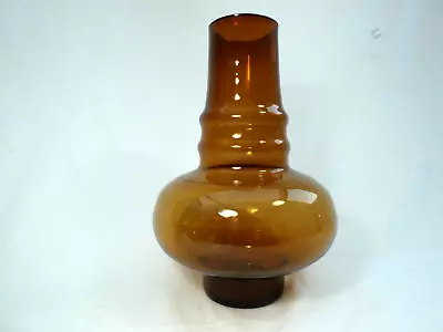 Buy Vintage Danish / Scandinavian Holmegaard ? Style Amber Glass Vase Oil Lamp Shape • 65£