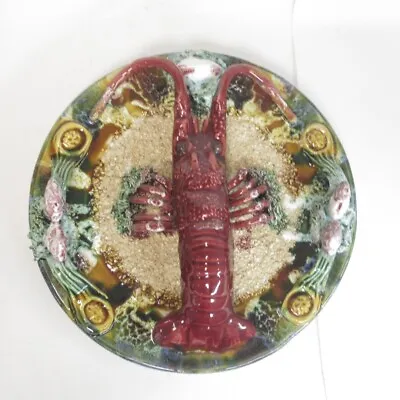 Buy Majolica Lobster Plate From Portugal By Alavaro Jose Hanging Plate Vintage • 105£