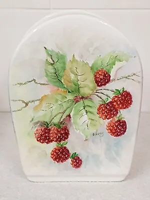Buy Pilling Pottery Ceramic Pouch Vase Berries Hand Painted Over Glaze Signed B Hoey • 14£