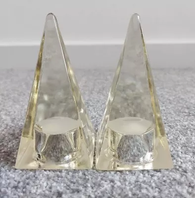 Buy Pair Of Triangular Cut Glass Votive Candle Holders, Paperweight  • 30£