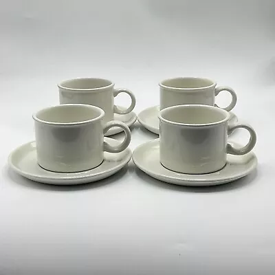 Buy 4 Wedgwood England Stonehenge Midwinter White Cup Saucer Sets Oven Safe • 37.90£