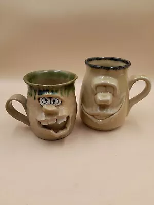 Buy 2 X Pretty Ugly Pottery Glazed Stoneware Coffee Mug Face Handmade In Wales • 17£