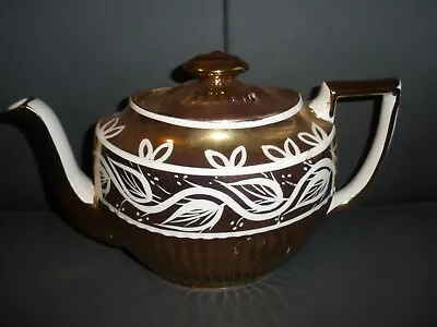 Buy Queen Anne Arthur Wood & Sons England Teapot 1930's Bronze & White • 43.42£