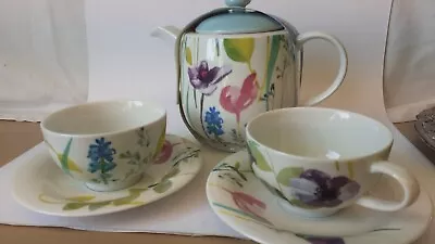 Buy BNWT Portmerion Water Garden Teapot 2 Pint 18cm & 2 Cups & Saucers Set Charity • 52.95£