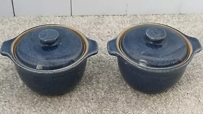 Buy Pair Of   Denby Cottage   Blue Lidded Ceramic Soup Bowls With Lids 4  Diameter • 13.49£