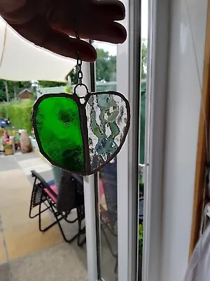 Buy Handmade Stained Glass Heart Window Sun Catcher Brand New • 4£