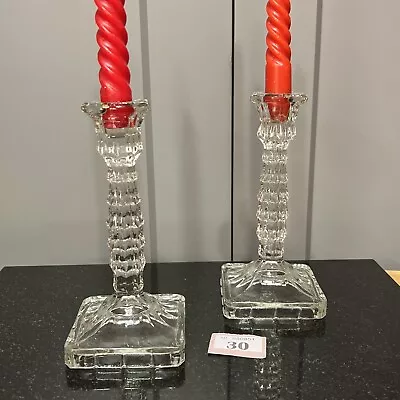 Buy 2x VTG DECO 7.5” Ornate Crystal Glass Candle Sticks Dinner Table Candle Holders • 9.75£