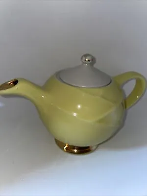 Buy Hall China 6 Cup Teapot #0219 Yellow With Gold Trim Made In Usa • 17.28£