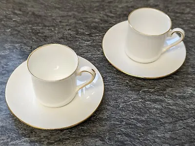 Buy Pair Of Vintage Queen's China  Staffordshire White Cup And Saucers-  Bone China • 5.95£