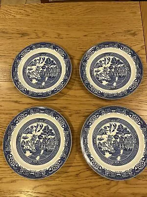 Buy Wood & Sons Woods Ware  Willow  Luncheon/Dinner Plates X4 • 35£