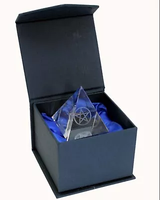 Buy Crystal Pyramid With 3D Laser Etched Pentagram Design Ornament 5 Cm High Magic • 9.25£