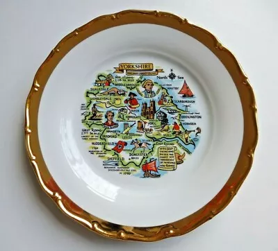 Buy Vintage Decorative Yorkshire County Map Plate. 9.5 Inch Diameter. 1980s. • 7.99£