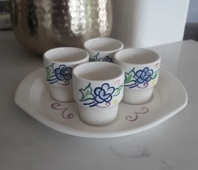 Buy Poole Pottery Egg Cup Set + Standing Plate Traditional Vintage Retro Breakfast • 18£