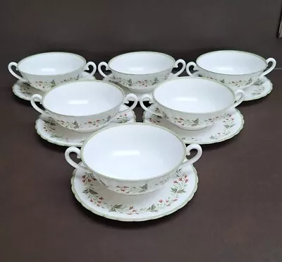 Buy Rare Set Of 6 Susie Cooper Chatswoth Twin Handle Soup Coupe Bowls & Saucers • 29.99£