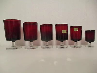 Buy 6 RETRO FRENCH LUMINARC 1970s RUBY RED WINE GLASSES. Selection Of Sizes. • 14£
