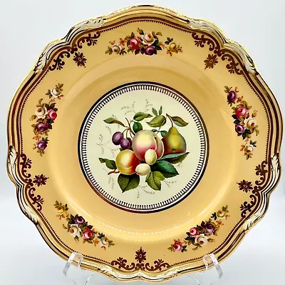 Buy RARE & BEAUTIFUL C1891 SPODE COPELAND CABINET PLATE, FRUITS, ROSES; Y947 • 68.30£