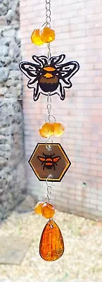 Buy Stained Glass Effect Sun Catcher, Bee, 21cm Incl Chain. Handmade, Totally Unique • 3.79£