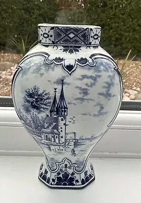Buy Vintage 7  Royal Mosa Delft Style Blue & White Pottery Vase • 45£