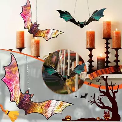Buy Halloween Bat Stained Glass Suncatcher Windows Hanging For Wall Decors T9P5 • 2.10£