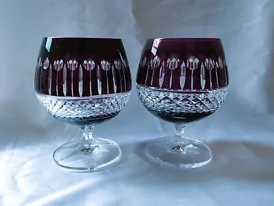 Buy Czech Bohemian Crystal Glass Handmade - Brandy Glass- 2 Pcs, Purple • 28.62£
