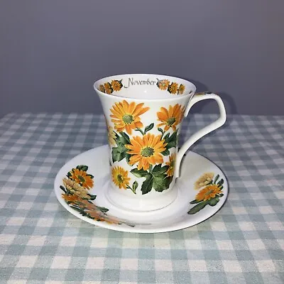 Buy DUNOON Fine Bone China Cup / Mug & Saucer November Chrysanthemum Kathy Pickles • 12.99£