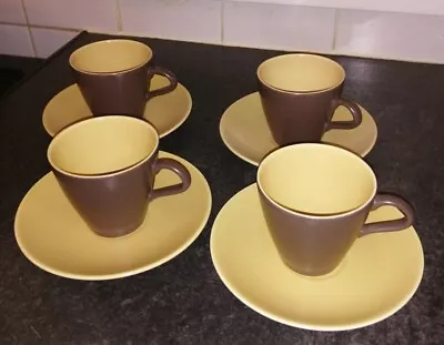 Buy Poole Pottery Contour Shape Cup And Saucer Twintone C107 Sweetcorn & Brazil X 4 • 26.99£