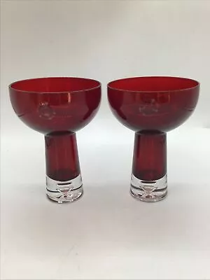 Buy Modern Pair Of Red Glass Ball Candle Holders • 9£