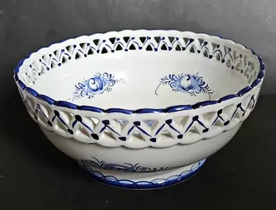 Buy Hand Painted Pierced Footed Fruit Bowl By Holu Of Portugal - 22.5 Cm Diam • 20£