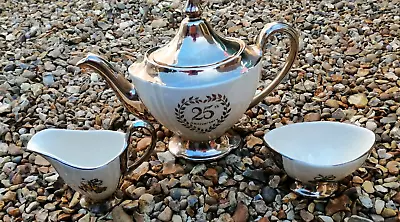 Buy 1950 Grimwades Royal Winton 'Silver 25th Anniversary' Teapot Sugar Bowl Milk Jug • 10£