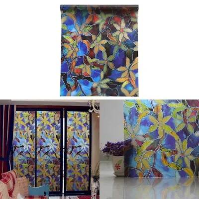 Buy Stained Flower Window Film Self Adhesive Static Glass Vinyl Sticker Home Decors • 6.99£