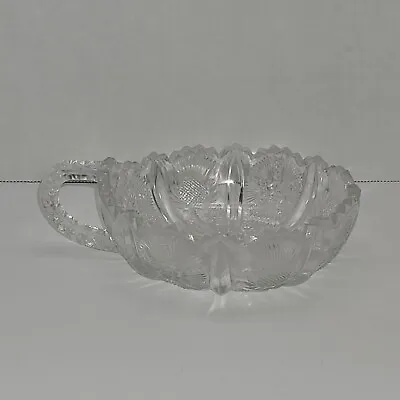 Buy Thistle Nappy Bowl John Higbee Jefferson Handle Antique Clear Cut Glass EAPG • 43.16£