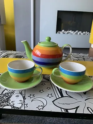 Buy Rainbow Teapot, Cups And Saucers X2 • 20£