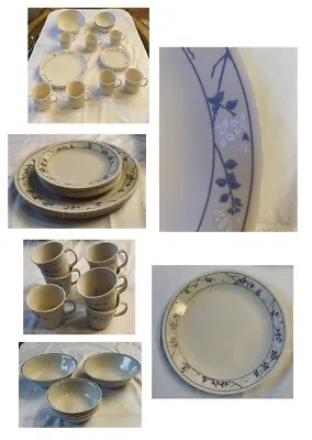 Buy VINTAGE Corelle Dinnerware  FIRST OF SPRING White Flowers Blue Stem 28-Piece Set • 122.22£