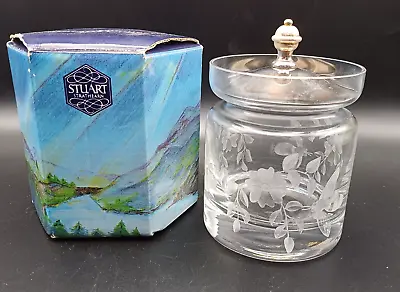 Buy Stuart Strathearn Scottish Crystal Honey Jam Pot Silver Plate Lid • 9.99£